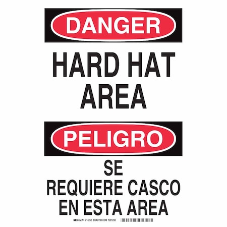 Brady Safety Sign, Polyester, Rectangle, English, Spanish 14252